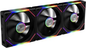 GAMDIAS Aeolus P2-1203 Cooling Fan, 120 mm Fan Size, ARGB PWM Fans, USB control, 74.97 CFM Air Flow, 1000 - 2400 RPM Fan Speed, 3.1 mmH2O Air Pressure, Black