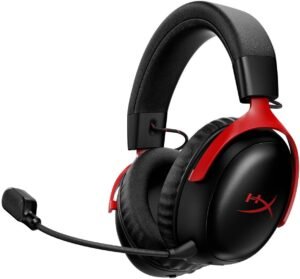 HyperX Cloud III S Wireless Gaming Headphones, 53mm Angled Drivers, Memory Foam Padding, Premium Leatherette Surface, Electret Condenser Microphone, Polar Pattern, Black