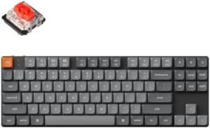 Keychron K1 Max QMK/VIA Wireless Custom Mechanical Keyboard, Red Linear Low-Profile Gateron Switch, 80% TKL Size, Tri-Mode Connectivity (2.4GHz, BT, Wired), English-Arabic Layout, Black