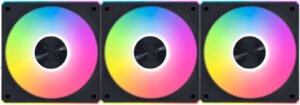 Lian-Li UNI FAN CL Wireless Computer Fan, 120mm Fan Size, 2150 RPM Fan Speed, 77.34 CFM Airflow, FDB Bearing Type, PBT / PC / Aluminum Material, Pack of 3, Black
