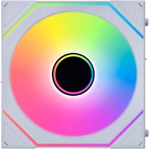 Lian-Li UNI FAN SL-INF Wireless Case Fans, Reverse Blades, 120mm Fan Dimension, 2300 RPM Fan Speed, 67 CFM Fan Airflow, FDB Bearing Type, PBT / PC / Aluminum Material, Single Pack, White