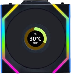 Lian-Li UNI FAN SL Wireless LCD Reverse Case Fan, 120mm Fan Size, 1900 RPM Fan Speed, 51.45 CFM Fan Airflow, Fluid Dynamic Bearing Type, Single Pack, Black