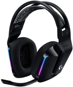 Logitech G733 LightSpeed Wireless RGB Gaming Headset, PRO-G 40mm Driver, 6mm Cardioid Pickup Pattern Microphone, DTS Headphone X 2.0 Surround Sound, 16.8m Light Color, Black