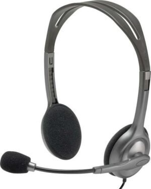 Logitech H111 Stereo Headphones, Bi-directional Microphones Type, Adjustable Headband, 1.3m Cable Length, 3.5mm Audio Jack, Black