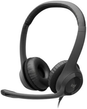 Logitech H390 Wired Headset for PC/Laptop, Stereo Headphones with Noise Cancelling Microphone, USB Type-A Interface, In-Line Controls, Works with Chromebook - Black