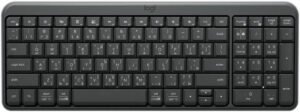 Logitech K250 Bluetooth Keyboard, Easy Connectivity, Spill-Resistant, Comfortable Keys, Connectivity LED Indicator Lights, Tilt Legs, English-Arabic Keyboard, Graphite