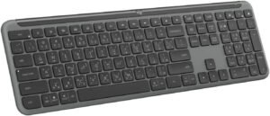 Logitech K950 Signature Slim Full Sized Wireless Keyboard, Easy-Switch Keys, Tilt Legs, Bluetooth Low Energy + Logi Bolt Connectivity, ENG-ARB Layout, 10m Wireless Range, Black