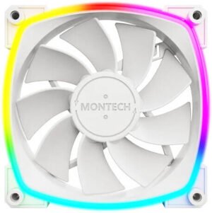 Motech RX120 PWM aRGB Reversed Case Fans, 120mm Fan Size, 1600 RPM Fan Speed, 59 CFM Airflow, Rifle Bearing Type, 4PIN PWM Smart Control, Single Pack, White