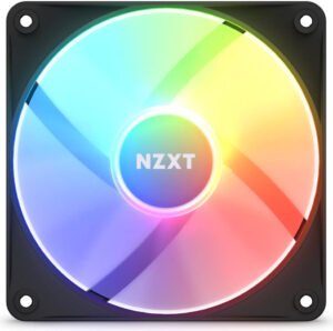 NZXT F120 RGB Core 120mm Hub-Mounted RGB Fan, Sublime RGB Lighting, Up to 1800 RPM Speed, 78.86 CFM, Fluid Dynamic Bearing, 8 LEDs, Superior Heat Dissipation, Single Pack, Black