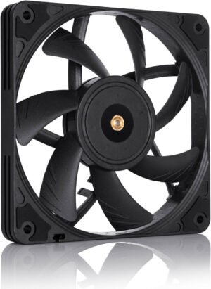 Noctua NF-A12X15 PWM CHROMAX.BLACK.SWAP Case Fan, 120mm Fan Size, 1850 RPM Fan Speed, 55.44 CFM Airflow, Anti-Vibration Pads, 4-Pin PWM Connector, Black