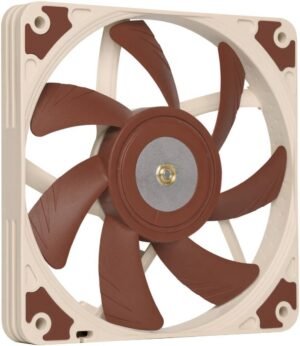 Noctua NF-A12x15 FLX Case Fan, 120mm x 120mm Fan Size, 1850 RPM Fan Speed, 55.44 CFM Fan Airflow, SSO2 Bearing, AAO Frame, A-Series with Flow Acceleration Channels, Brown