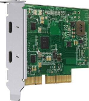 Qnap Thunderbolt PCIe 3.0 x4 Expansion Card, Dual Port, Up to 40 Gb/s Throughput, Low-Profile Bracket, Daisy Chain 6 Devices