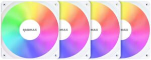 Raidmax X-AIR 4IN1 aRGB Case Fan, 120mm Fan Size, 1200 RPM Fan Speed, 34.26 CFM Fan Airflow, Dynamic Hydraulic Bearing Type, Pack Of 4, White