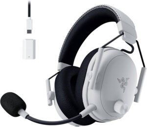 Razer BlackShark V3 Pro Gaming Headset, HyperSpeed Wireless Gen 2, Hybrid ANC, Detachable Razer HyperClear Full Band 12mm Mic, Unidirectional, PC, White