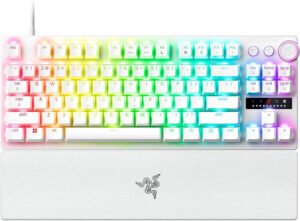 Razer Huntsman V3 Pro Tenkeyless Keyboard, Razer Analog Optical Gen-2 Switch, 1000Hz Polling Rate, Chroma RGB, Magnetic Firm Wrist Rest, English Layout, Type C Cable, White