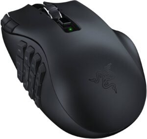 Razer Naga V2 HyperSpeed MMO Wireless Gaming Mouse, 30000 DPI Optical Sensor, 2.4GHz, Bluetooth, 19 Programable Buttons, 60MClicks, Up to 400H Battery, Optical Sensor, Black