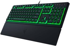 Razer Ornata V3 X Low Profile Mecha-Membrane Wired Keyboard, UV Coated Keycaps, Single Zone RGB Lighting, 1000 Hz Ultrapolling, Wrist Rest, Silent Switch, US English Layout, Black