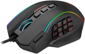 Redragon M901 Wired Gaming Mouse, 12400 DPI High-Precision Sensor, RGB Backlighting, MMO 20 Programmable Buttons With Weight Tuning Set, For Windows Pc Computer, Black