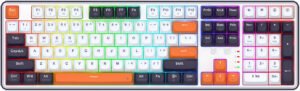 Redragon Wyvern K689 PRO Wireless Gaming Keyboard, 104 Keys + 4 Extra Hot Keys, Linear Mint Mambo Switch, Hot Swap Base, 3-Layer Noise Reduction, Round PBT Keycaps, White/Black