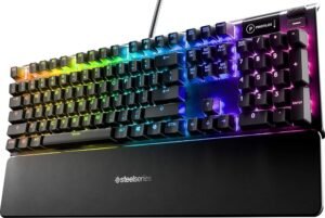 SteelSeries Apex 5 Gaming Keyboard, Tactile & Clicky (Hybrid Blue), RGB, OLED screen