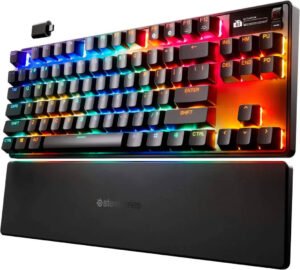 SteelSeries Apex Pro TKL Gen 3 Wireless Mechanical Gaming Keyboard, OmniPoint 3.0 Adjustable HyperMagnetic Switches, Double Shot PBT Keycaps, US English Layout, Wireless Connectivity, Black