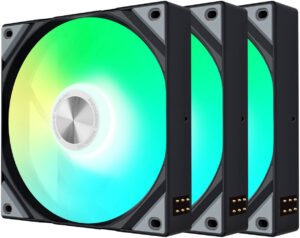 TRYX ROTA SL ARGB 120 Case Fan, aRGB Gen2 LEDs, 1850 RPM Fan Speed, 65.64 CFM Fan Airflow, Fluid Dynamic Bearing Type, Enlarged Anti-Vibration Pads, Triple Pack, Black
