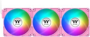 Thermaltake CT120 EX Reverse ARGB PC Cooling Fan, 120mm Sizes, Reversed Blades, 2000 RPM Fan Speed, 65.82 CFM Fan Airflow, Hydraulic Bearing Type, Pack of 3, Pink