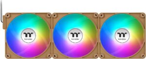 Thermaltake CT140 EX ARGB Sync PC Cooling Fan, 140mm Sizes, Standard Blades, 1800 RPM Fan Speed, 90.3 CFM Fan Airflow, Hydraulic Bearing Type, Pack of 3, Gravel Sand