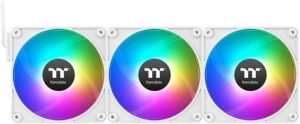 Thermaltake CT140 EX ARGB Sync PC Cooling Fan, 140mm Sizes, Standard Blades, 1800 RPM Fan Speed, 90.3 CFM Fan Airflow, Hydraulic Bearing Type, Pack of 3, White