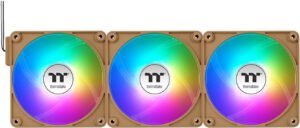 Thermaltake CT140 EX Reverse ARGB Sync PC Cooling Fan, 140mm Sizes, Reversed Blades, 1800 RPM Fan Speed, 94.95 CFM Fan Airflow, Hydraulic Bearing Type, Pack of 3, Gravel Sand
