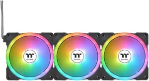 Thermaltake Swafan EX12 aRGB Sync PC Cooling TT Premium Edition Fan, 120mm Fans, 500 - 2000 RPM, 57.11 CFM Standard & 56.26 Reverse Fan Blade, Pack of 3, Black