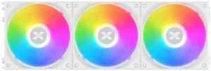 Xigmatek Starlink Arctic aRGB Fans, 120mm Fan Size, 1800 RPM Fan Speed, 65.5 CFM Airflow, Hydraulic Bearing, Mini ARGB Controller, Pack Of 3, White