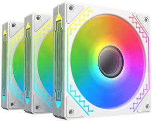 Xigmatek Starz Pro Arctic aRGB Case Fans, 120mm Fan Size, 1500 RPM Fan Speed, 47.60 CFM Fan Airflow, Hydro Bearing, ARGB MB SYBC Control, Pack Of 3, White