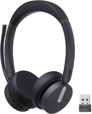 Yealink BH70 Dual Wireless Headset with Mic for Work, Bluetooth Headphone With Teams Certification, 35h Talk Time, All-day Wearing Comfort, Office, Home, Hybrid Work, USB-A