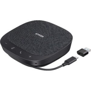 Anker PowerConf S330 Speakerphone, Ambient Noise Cancellation, 360° Coverage, 1.75" Driver, Ergonomic Design, Plug n Play, Black