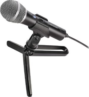 Audio-Technica ATR2100x-USB Cardioid Dynamic Microphone - Dual USB-C & XLR Output for Podcasting, Streaming, Vocals & Live Performance, with Headphone Jack & Desk Stand