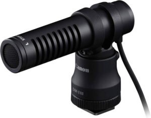 Canon Stereo Microphone, Crystal Clear Stereo Sound, High-Quality, Lightweight, Electret Stereo Condenser Design, 100hz To 10khz Sound Frequency Range, 120° Unidirectional Stereo, Black