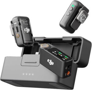 DJI Mic 2 Microphones, 2 TX + 1 RX + Charging Case, 20 kHz Frequency Response, 3250mAh Battery Capacity, Intelligent Noise Cancelling, 32-Bit Float Internal Recording, 250M (820 Ft.) Range
