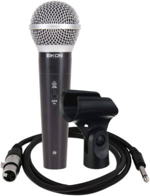 EIKON DM580LC Dynamic Vocal Microphone with On/Off Switch, Cardioid Dynamic Capsule, 70Hz-14kHz Flat Response, -55dB Sensitivity, 135dB Max SPL, 600 Ohms, 3 Pin XLR