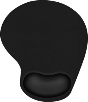 Ergonomic Mouse Pad with Comfortable Gel Wrist Rest Support and Lycra Cloth, Non-Slip PU Base for Easy Typing Pain Relief, Durable and Washable, Classic Black