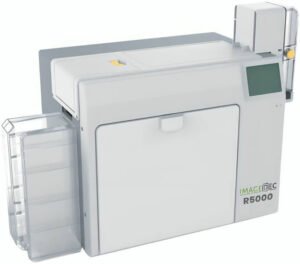 Fipka ImageDec R5000 Reverse Transfer Card Printer, Dual Sided ID Card Printer, High Resolution PVC Card Printing Machine with Touchscreen LCD, White