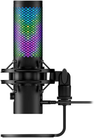 HyperX QuadCast 2 S - USB Microphone, Future Ready Audio, Tap-to-Mute Sensor, Detachable Shock Mount, Dynamic Lighting Display, Mic Status LED Indicators, Black