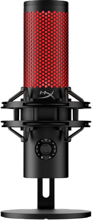 HyperX QuadCast 2 USB Microphone, Hi-Res Studio-Quality Recording, Intuitive On-Board Controls, Removable Shock Mount, Tap-to-Mute Sensor, Stunning HyperX Red Lighting, Black