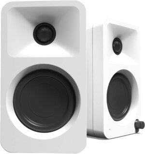 Kanto ORA Computer Speakers, Bi-Amplified Class D (50W RMS/100W Peak 16W Woofer + 9W Tweeter Each), 3" Paper Woofer, 3/4" Silk Dome Tweeter, 70Hz-22kHz, Bluetooth 5.0/USB-C, Matte White