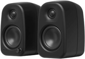 Kanto UKI Desktop Speakers, Ultra-Compact Bi Amplified Pair, Bluetooth 5.3, USB C, RCA, Auto 100Hz Sub Crossover with Sub Out, Front 3.5mm Headphone Jack, Pair, Onyx (Matte Black)