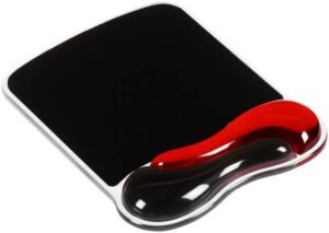 Kensington Duo Gel Mouse Pad Wrist Rest, Ergonomic Mouse Pad With Gel Wrist Support, Ventilation Channel Cooling Design, Non Slip Base, Easy Clean Durable Surface, Black/Red