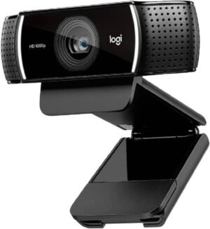 Logitech C922 Pro Stream Full HD Webcam with Tripod Included, Built-In Dual-Mic Stereo Sound, Auto-Light Correction, Hyperfast Frame Rate, 78° Diagonal FOV, Autofocus, Black