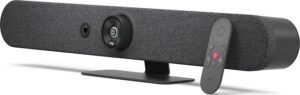 Logitech Rally Bar Mini All-in-One Webcam, Video Bar for Medium Rooms, Up to 4k Display Resolution, PTZ Camera, AI Viewfinder, Zoom/Tilt/Pan, Graphite