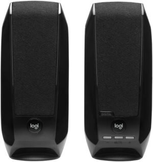 Logitech S150 USB Stereo Speakers, Volume Up And Volume Down Buttons, Mute/Unmute Button, Power Indicator Light, USB-A Port, Black