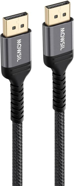 MOWSIL DisplayPort Cable 3 Mtr, DP Cable 1.2, 4K@60Hz, 2K@165Hz,2K@144Hz, Gold-Plated High Speed Display Port Cable for Gaming Monitor, Graphics Card, TV, PC, Laptop, 3 Meter, Gray